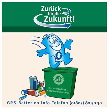 Aufkleber mit Logo des Gemeinsamen Rücknahmesystems Batterien (GRS)