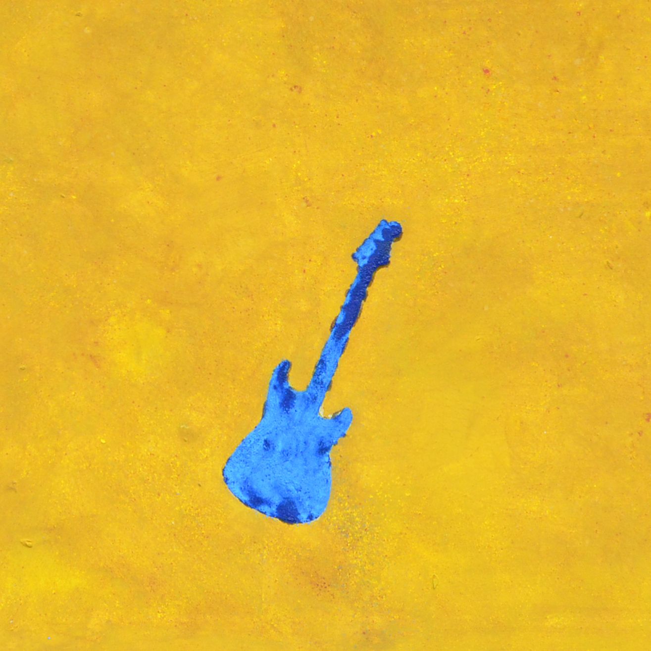 Bild von Walter Thaler, auf dem eine blaue Gitarre vor einem gelben Hintergrund zu sehen ist