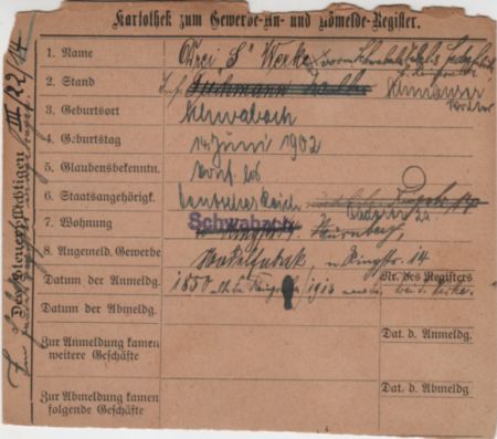 Gewerbekartei alt
