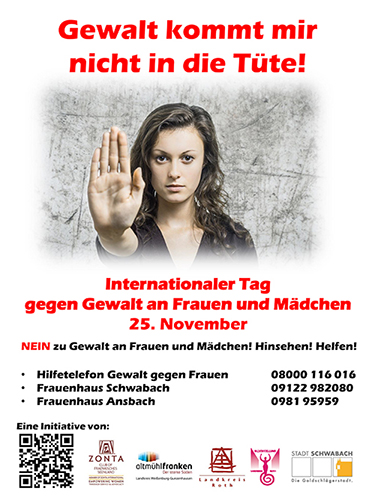 Brötchentüte mit dem Aufdruck Gewalt kommt mir nicht in die Tüte