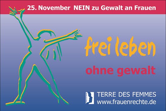 Fahnenmotiv zum Internationalen Tag gegen Gewalt an Frauen und Mädchen