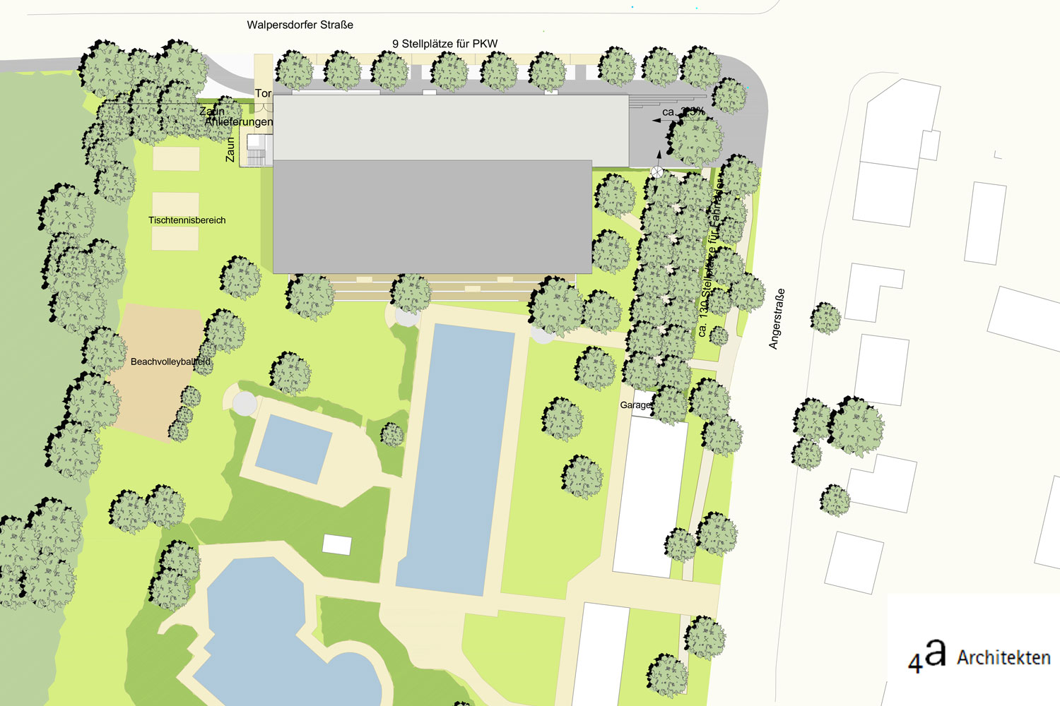 Das Hallenbad ist auf dem Grundstück des Parkbads an der Ecke Walpersdorfer und Angerstraße geplant.