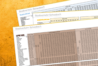 verschiedene Fahrplanausschnitte