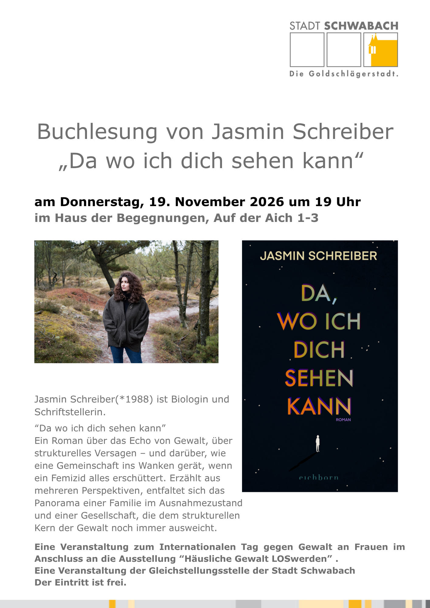 Flyer Lesung Jasmin Schreiber
