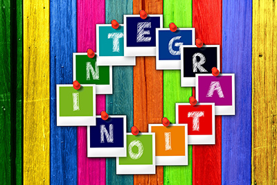 Schriftzug Integration in bunten Farben