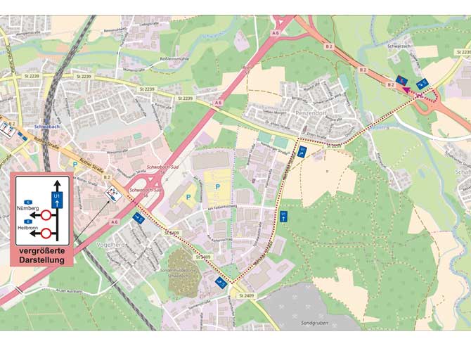 Plan der Umleitung