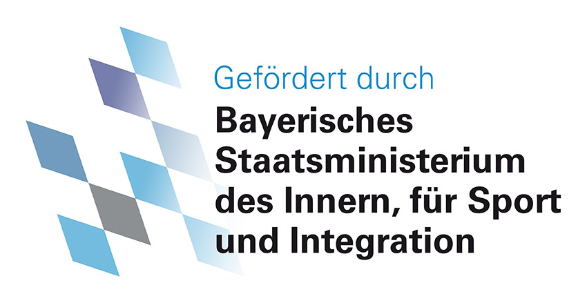 Logo mit dem Schriftzug "Gefördert durch Bayerisches Staatsministerium des Innern, für Sport und Integration"