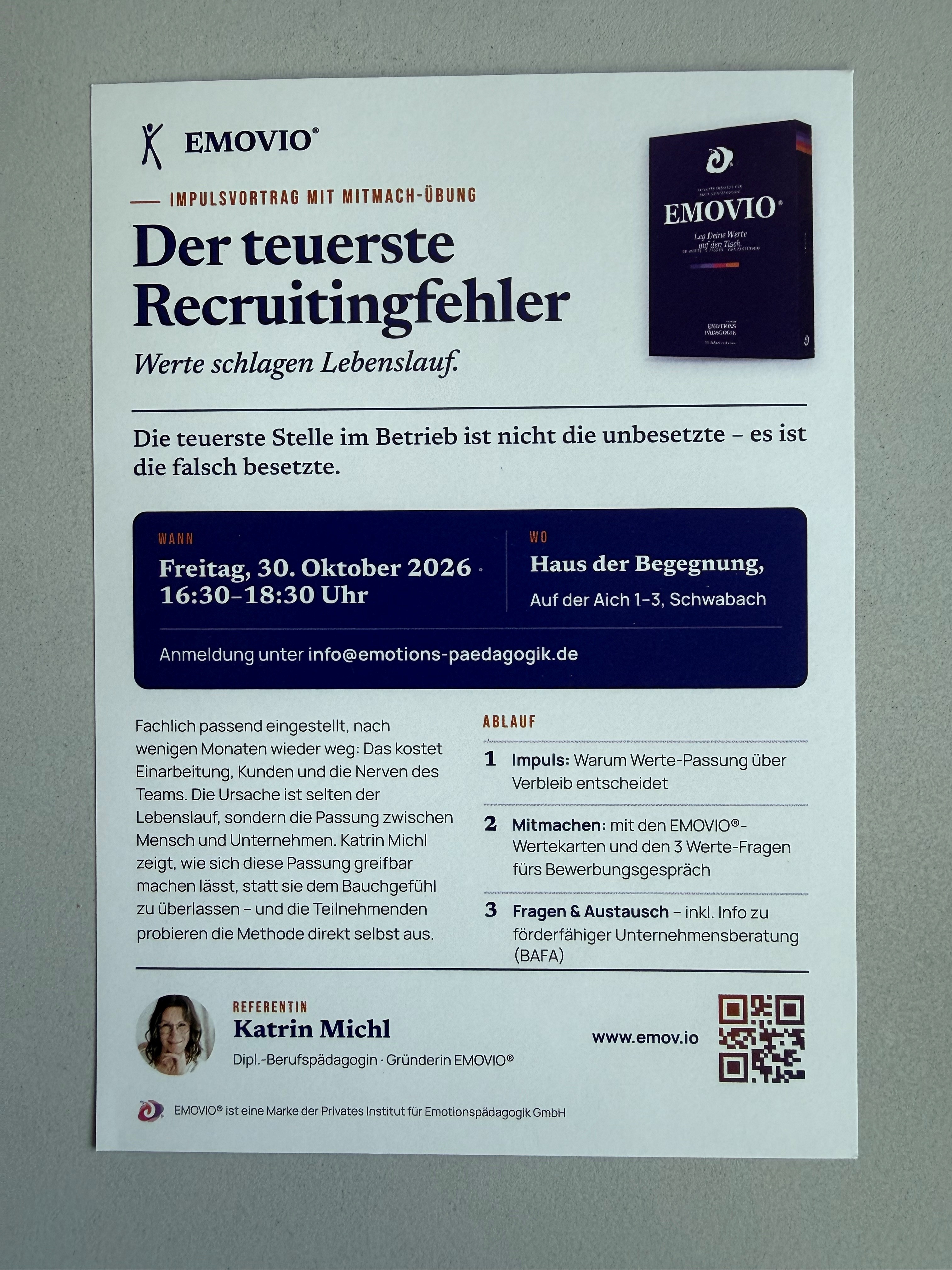 Flyer mit den Details zum Impulsvortrag